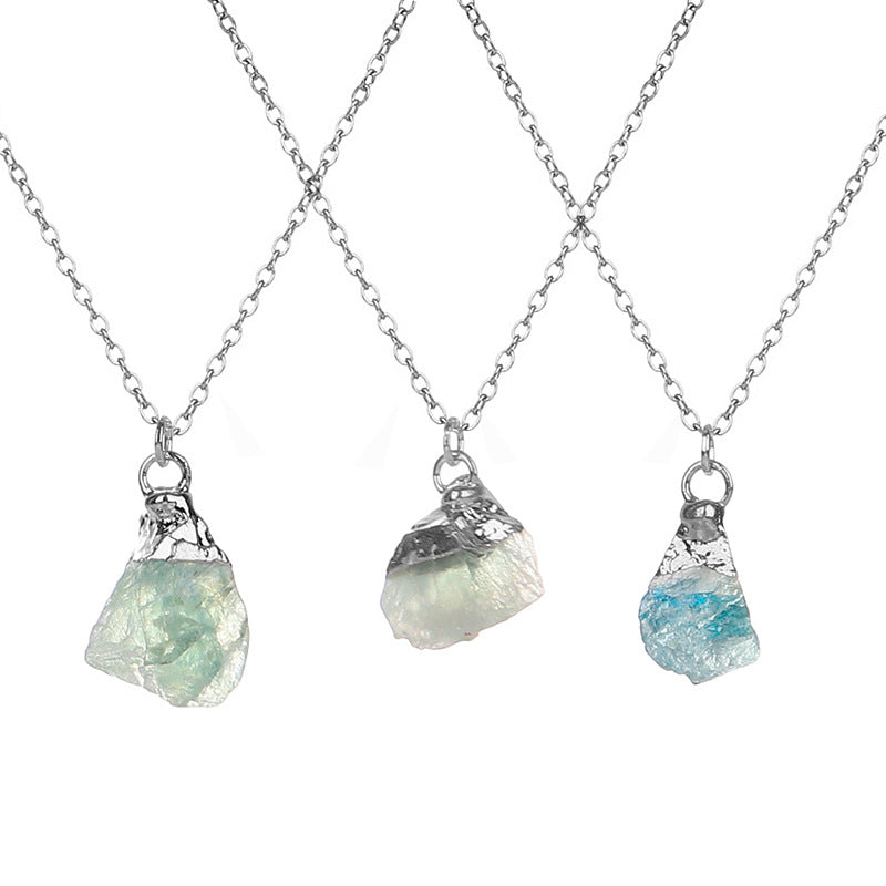 Wholesale Colored Natural Stone Irregular Birthstone Crystal Alloy Necklace ACC-NE-ZhuangZ005