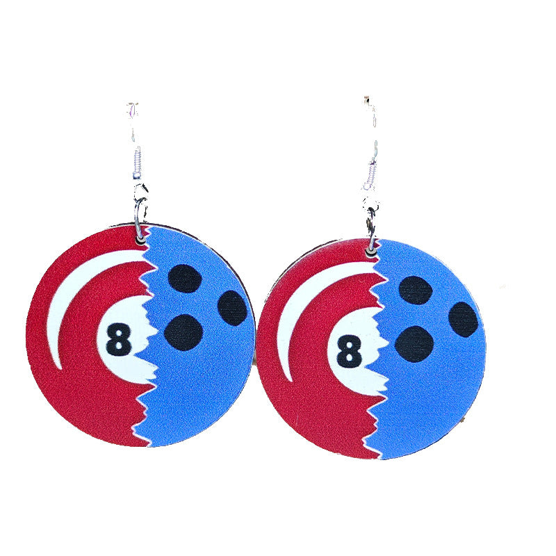 Wholesale Sports Wind Earrings Football Basketball Billiards Baseball Stitching Leopard Earrings