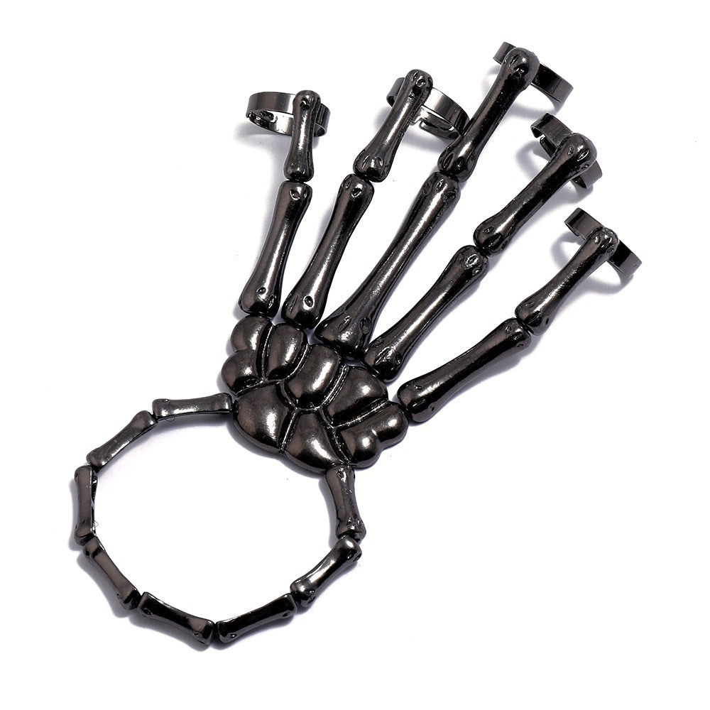 Wholesale  fashion snake ring personality punk skull hand bone ring