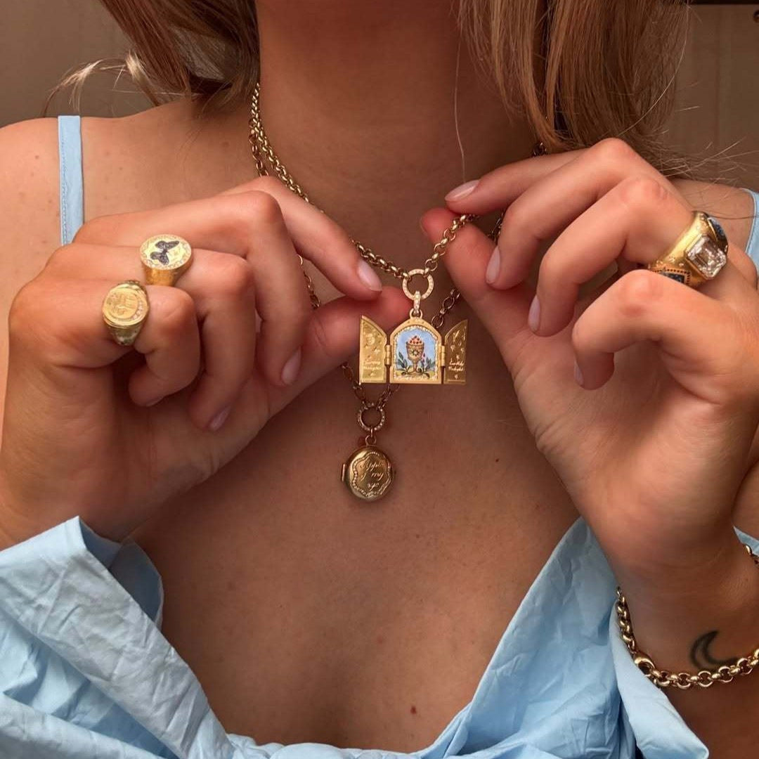 Wholesale Copper painted heart and flower sweater chain