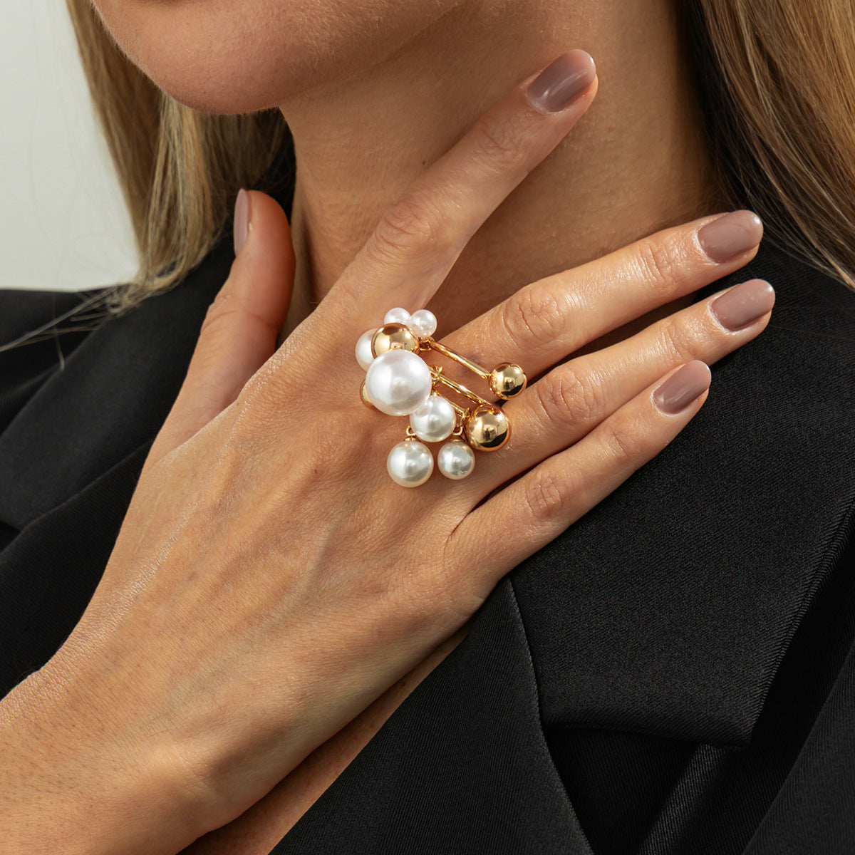 Wholesale Creative Imitation Pearl Pendant Ring