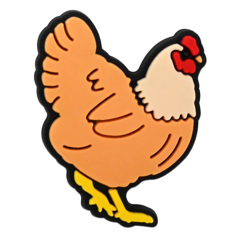 Wholesale Random 100pcs Rooster and Hen   PVC Soft Rubber Shoe Buckle Decoration