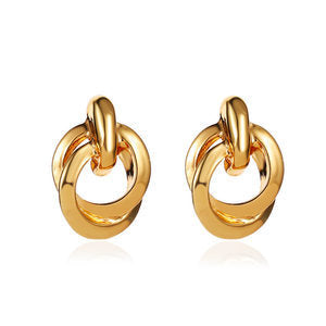 Wholesale  fashion double alloy winding earrings