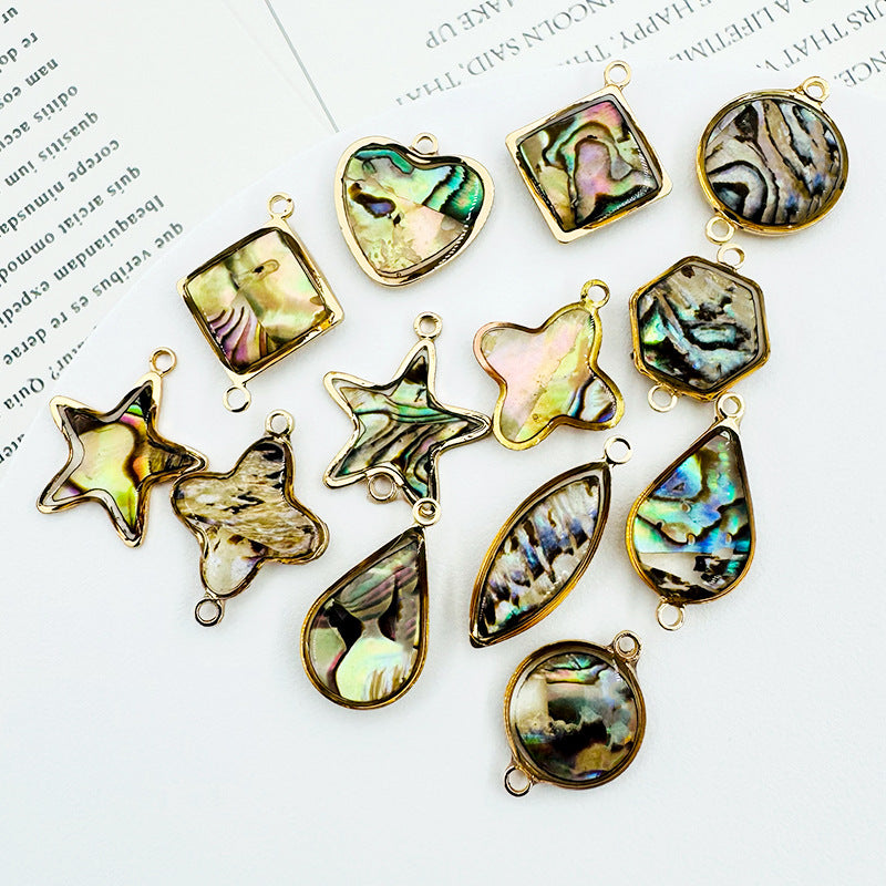 Wholesale Trendy Geometric Shell Pendant Copper Electroplated DIY Jewelry Accessory For Layering Necklaces Boutique Resale