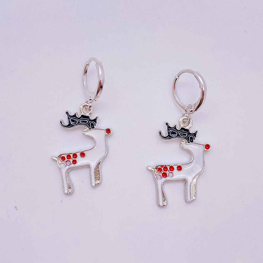 Wholesale Christmas Alloy Christmas Tree Snowman Oil Drop Pendant Earrings ACC-ES-ChenY067