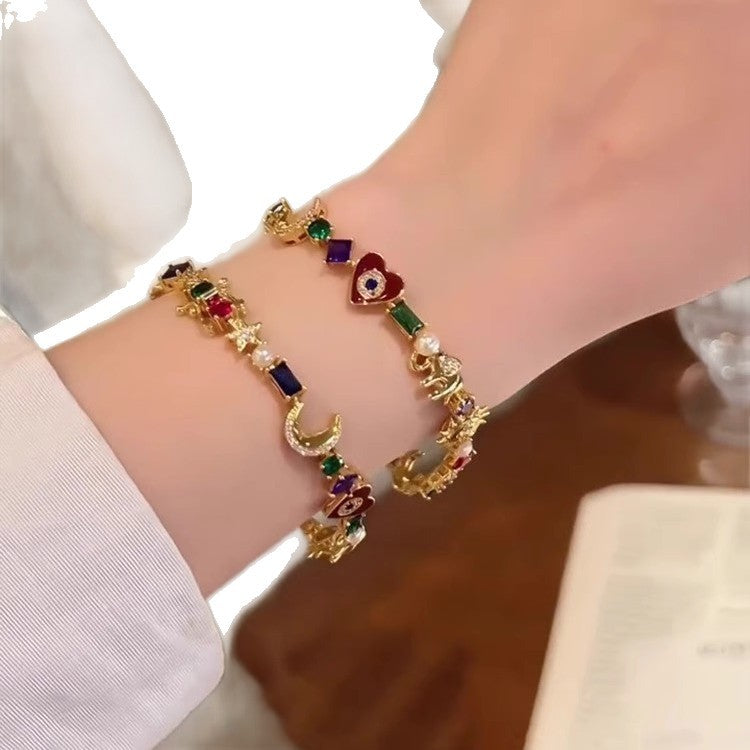 Wholesale Alloy Electroplated Stars and Moon Bracelet Vintage Fashion Women' s Jewelry Accessory