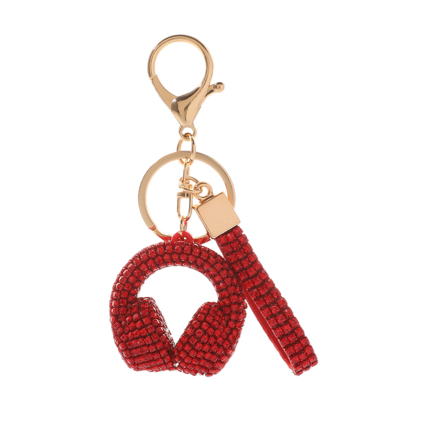 Wholesale Bright Red Rhinestone Earphone Keychain - Trendy Car Key Accessory
