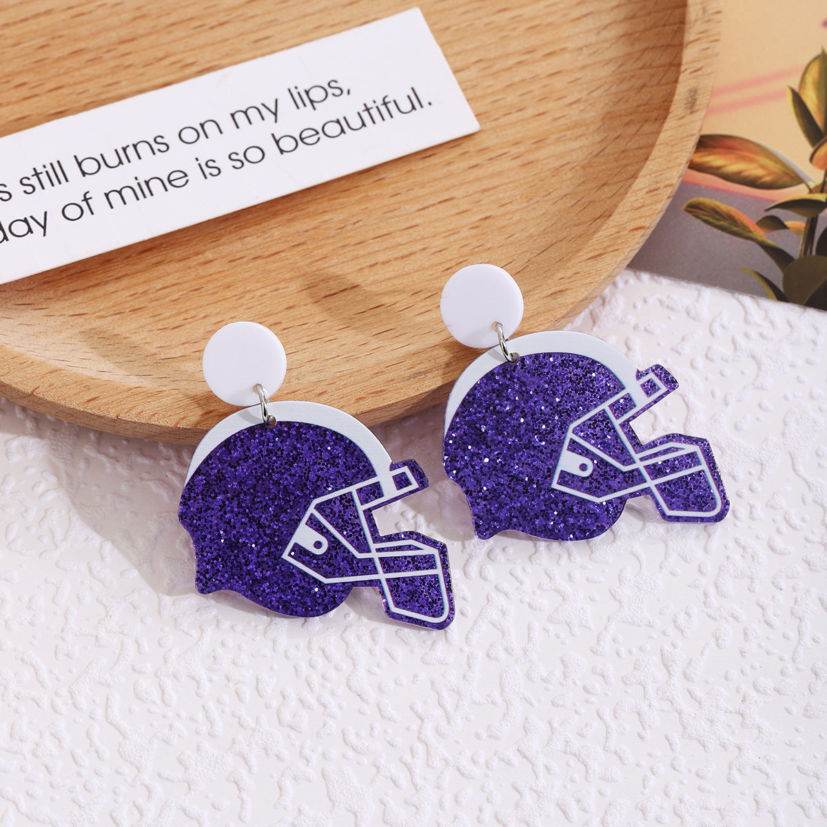 Wholesale  drop oil rugby acrylic sports style earrings