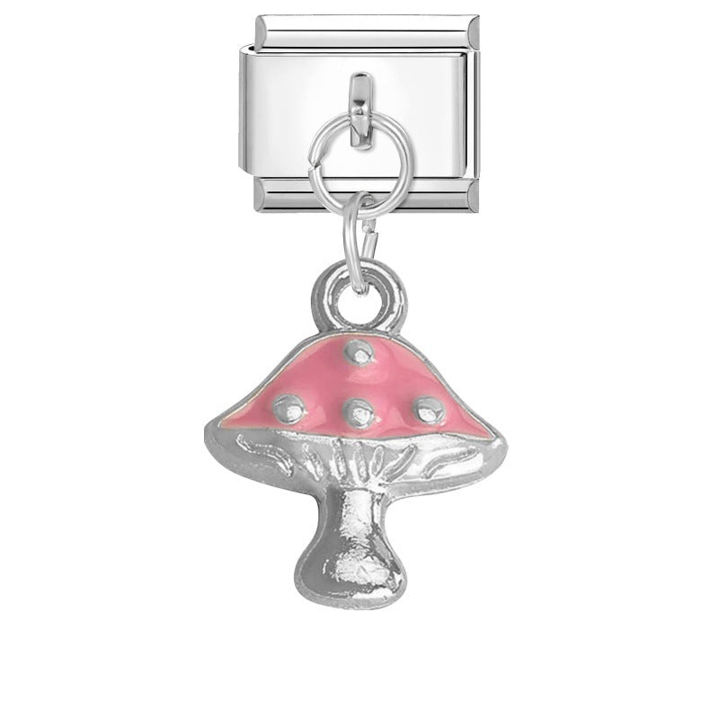 Wholesale  Italian Charm Bracelet 9mm DIY Pink Pendant Creative Stainless Steel Composable Bracelet