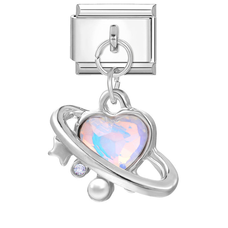 Wholesale Italian modular steel heart pendant DIY bracelet accessories