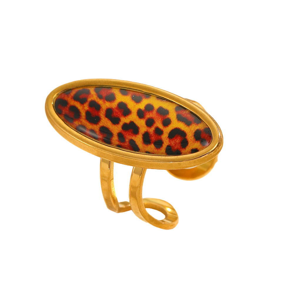 Wholesale Adjustable stainless steel  leopard print ring