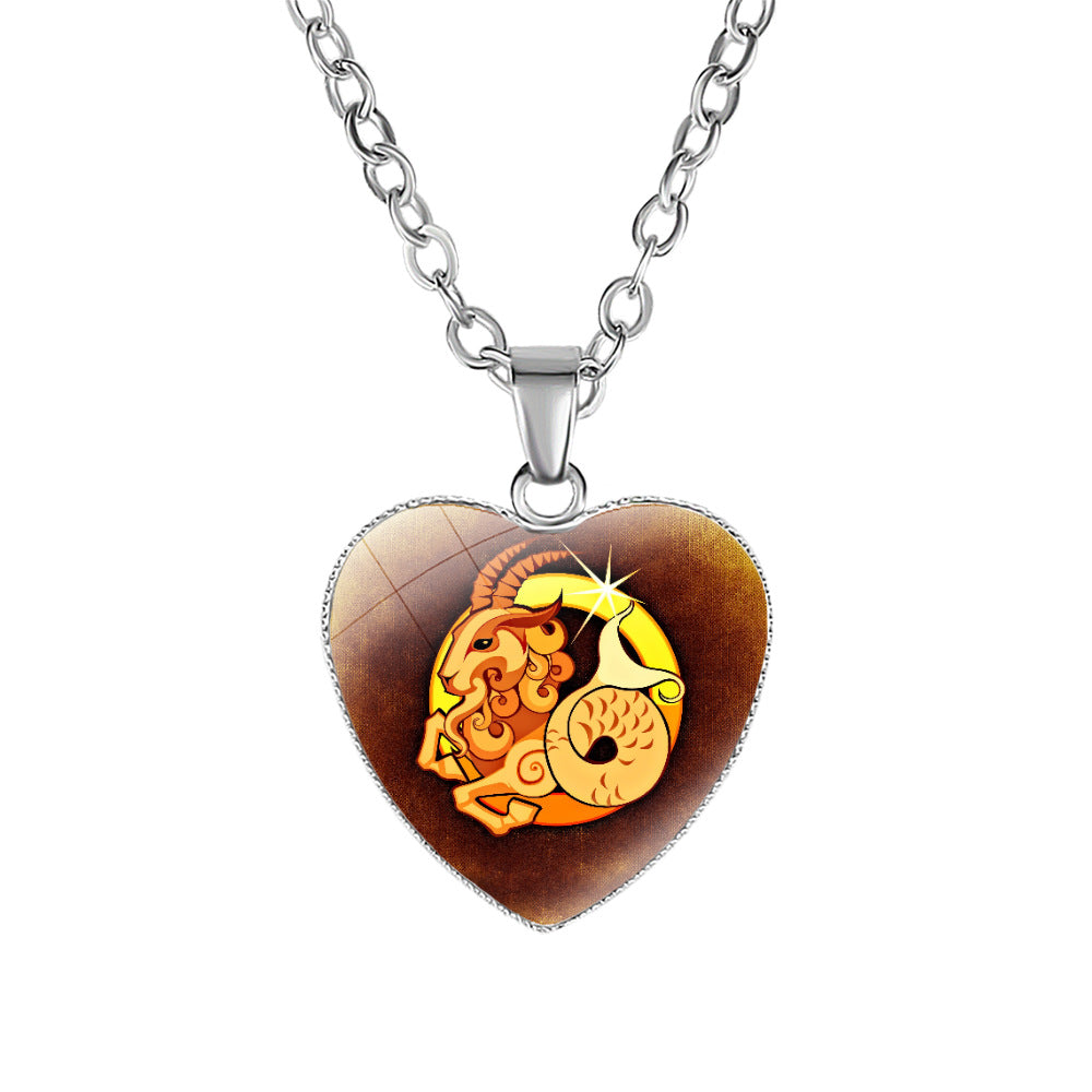 Wholesale twelve constellation love necklace Creative Time gem pendant necklace