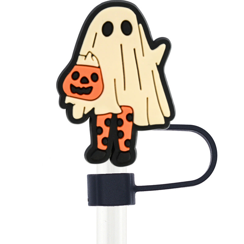 Wholesale Random 100pcs Halloween 10mm PVC Soft Straw Tube Cap ACC-SCR-RYY085