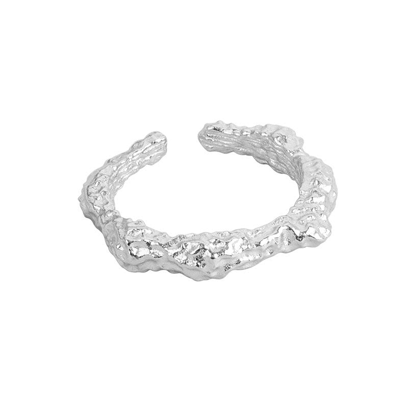 Wholesale Concave and Convex 925 Sterling Silver Foil Open Ring Adjustable Rings ACC-RS-YJY004