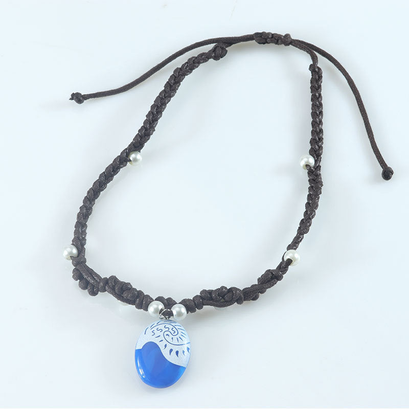 Wholesale Vintage Blue Hollow Knot Necklace