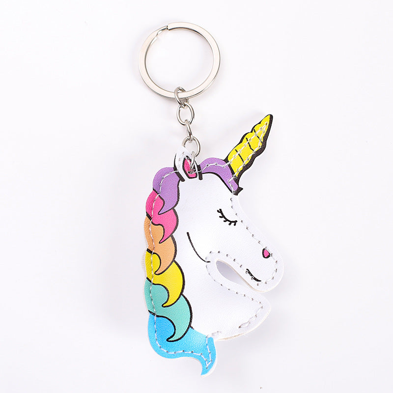 Wholesale Chic Artificial Leather Animal Keychains Cute Cat Dog Dinosaur Lucky Cat Fruit Pendants Decorative Gift Car Key Accessory