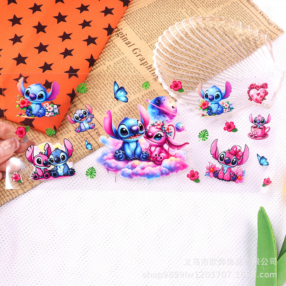 Wholesale Cartoon UV transfer stickers,  crystal stickers,  tear-off crystal labels with text,  16oz glass stickers