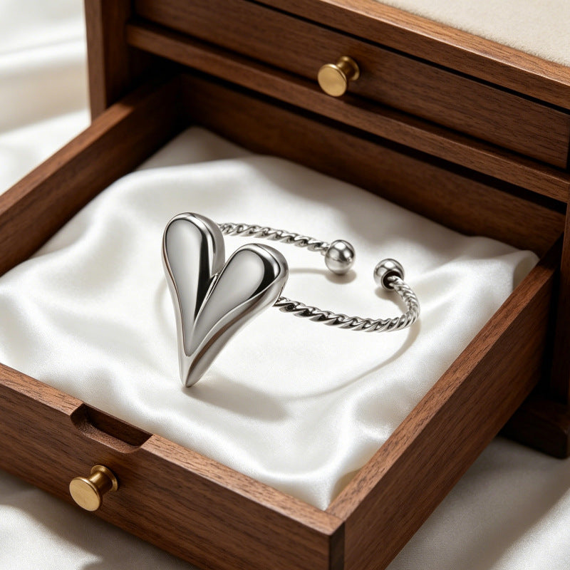 Wholesale Oil Drop Heart Crown Ring Stainless Steel Fashion Accessory Gift