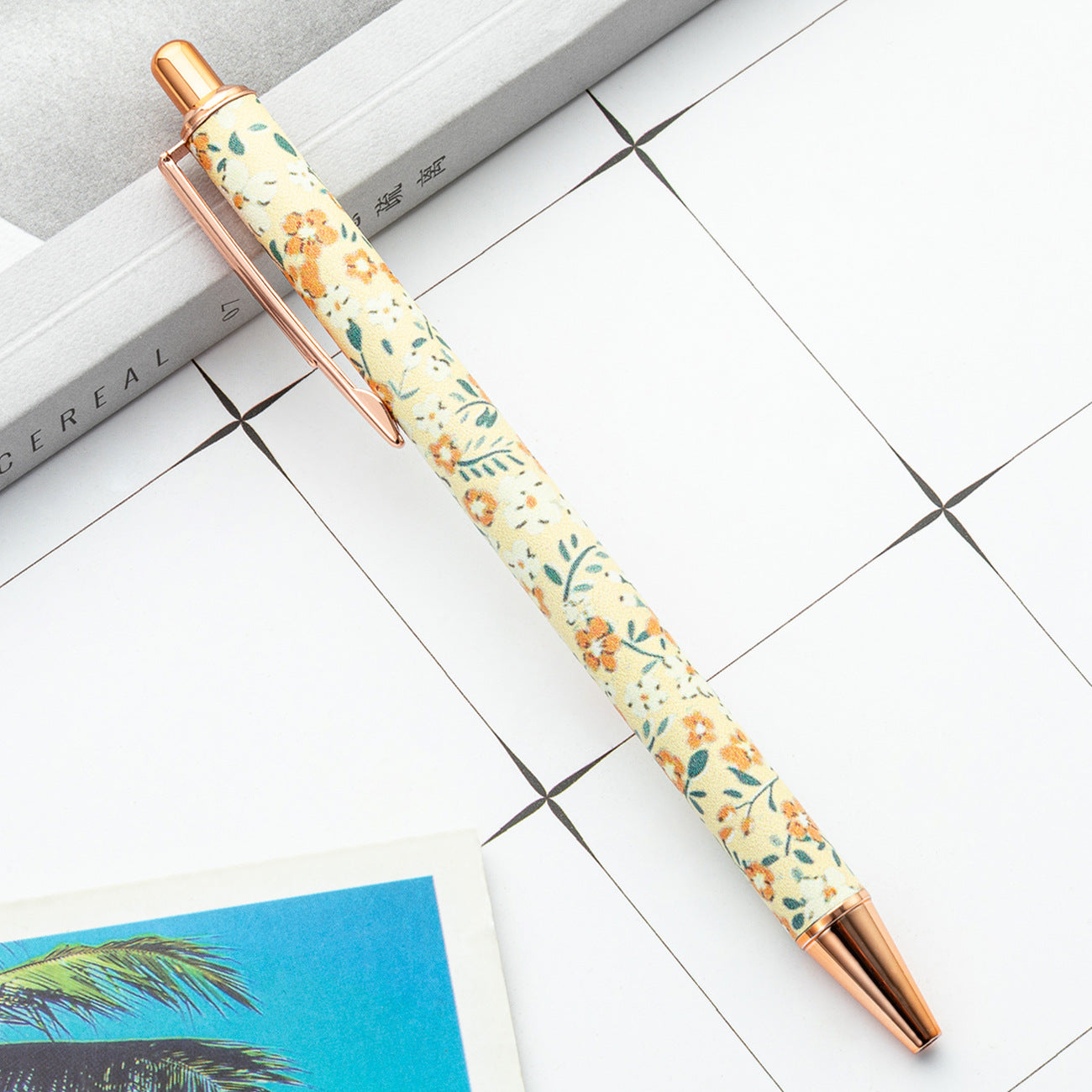 Wholesale Girl's Heart Flower Pen Small Fresh Press Foreskin Pen Gold Powder Press Ballpoint Pen ACC-PN-HuaHao001