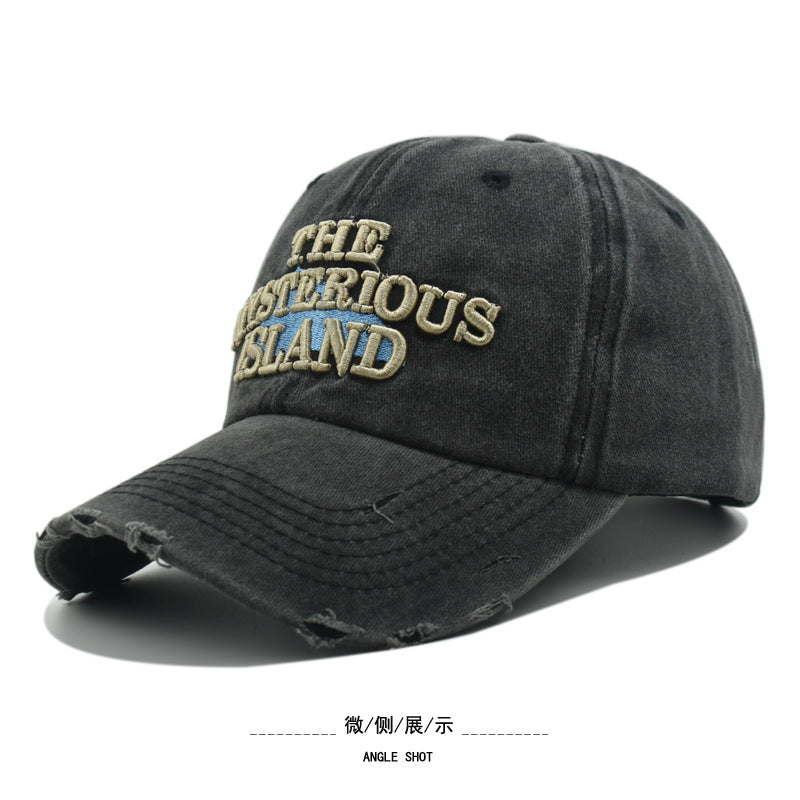 Wholesale  washed ripped baseball cap  embroidered letters baseball cap
