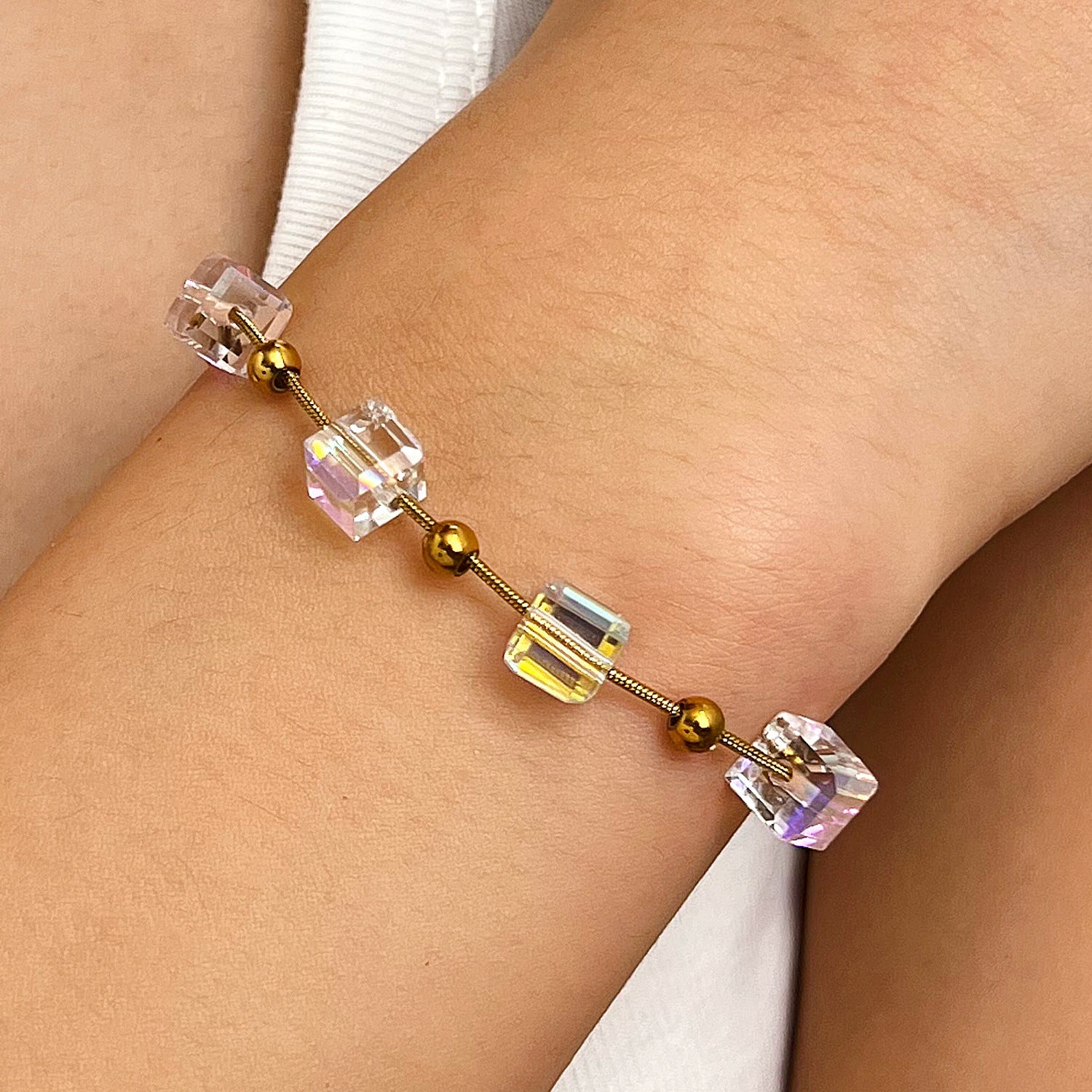Wholesale Trendy Cloud Moon Cross Star Pearl Layered Bracelet Stainless Steel Fashion Accessory For Women Gift Boutique Resale