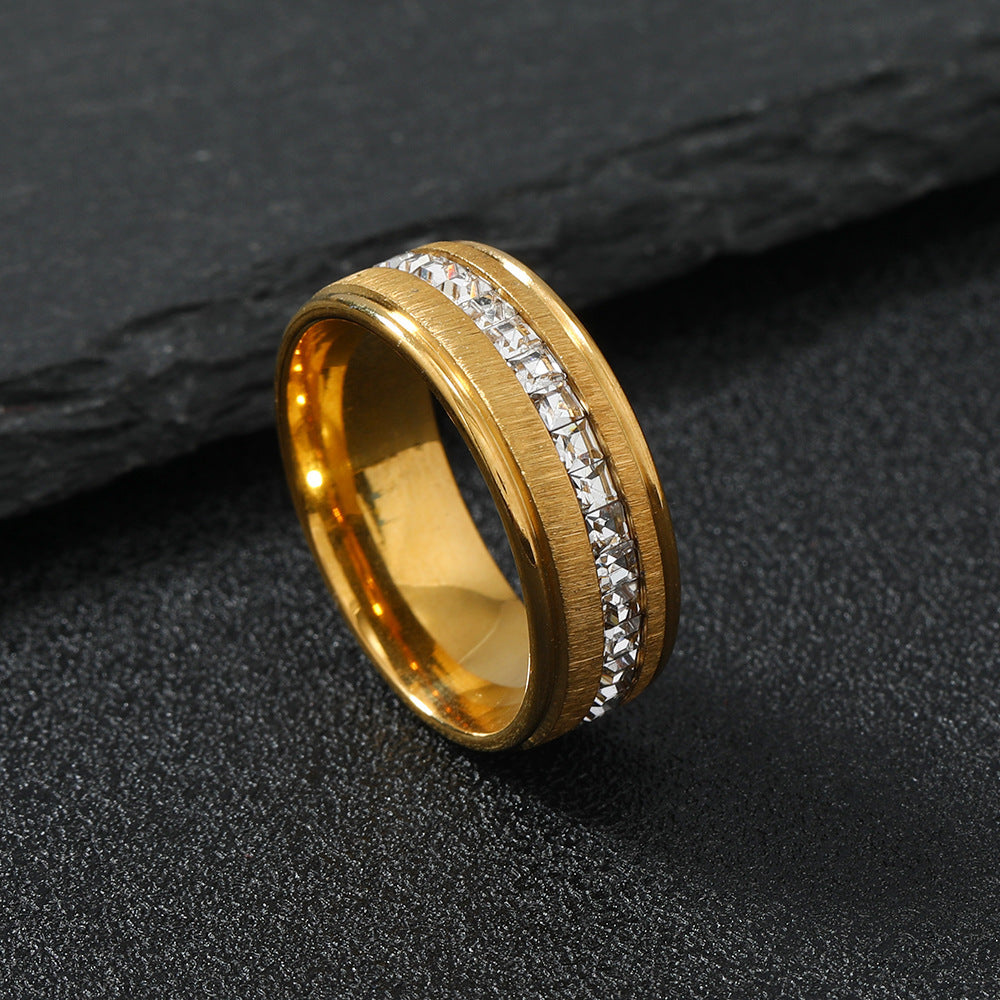 Wholesale Stainless Steel Ring Single Row Square Diamond Rings ACC-RS-WangG004