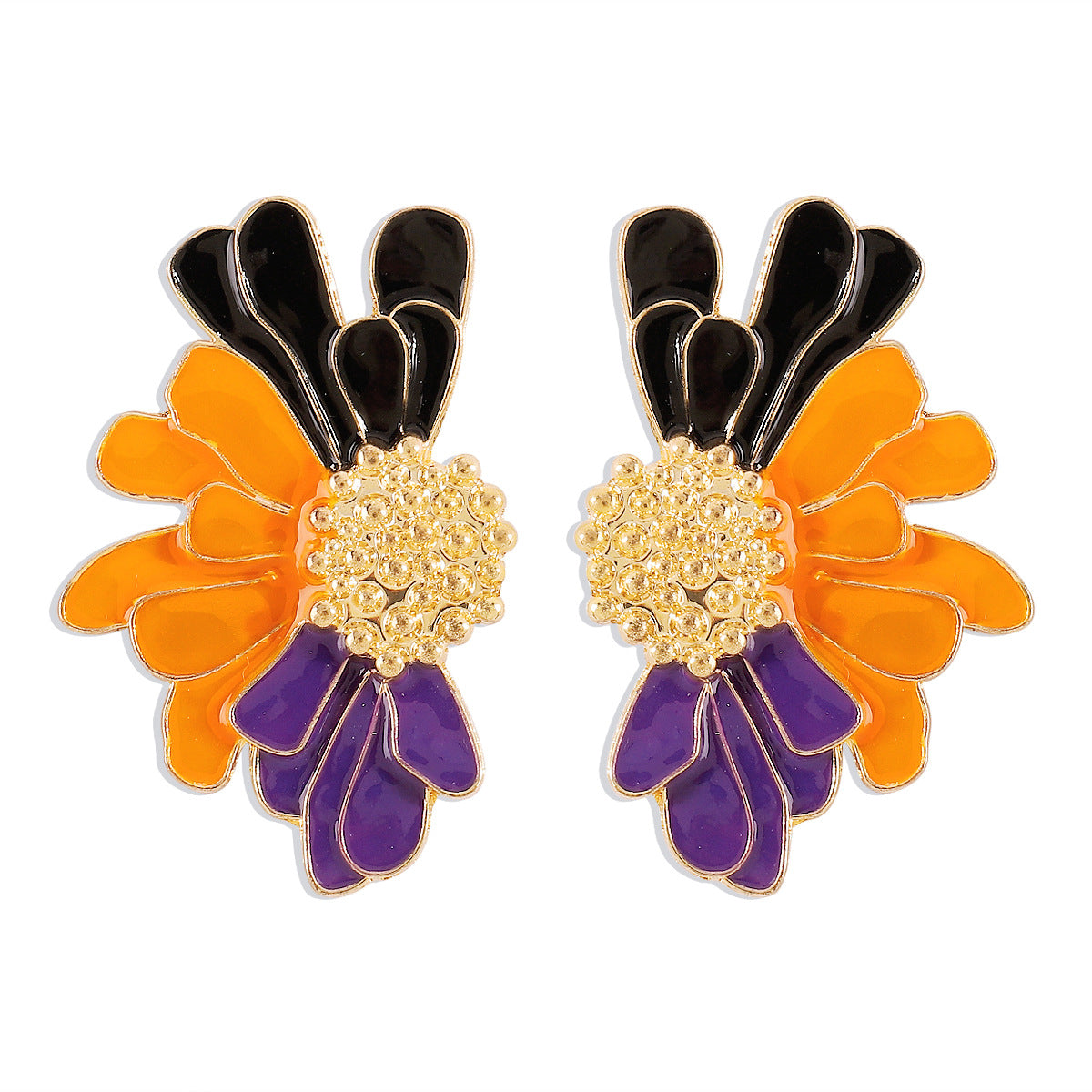 Wholesale Niche Retro Flower Necklace Flocking Cloth Oil Dropping Necklace