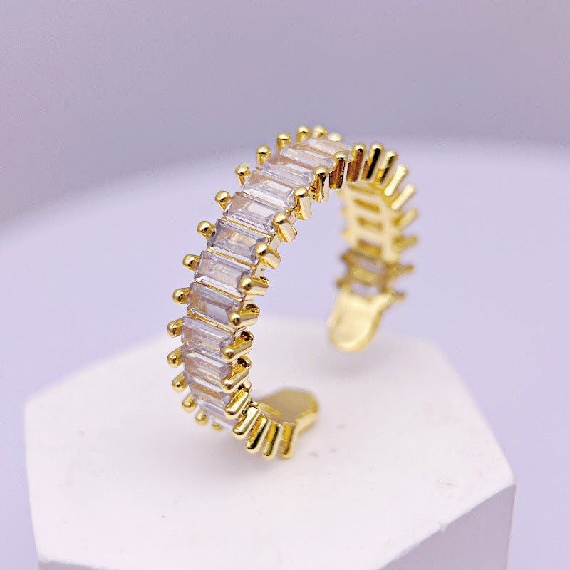 Wholesale Simple Rectangular Zircon Rings ACC-RS-YXY030