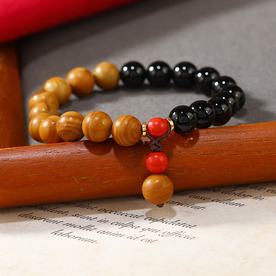 Wholesale New Chinese Style Natural Black Onyx Hand Woven Bracelet Ruyi Meditation Boutique Resale