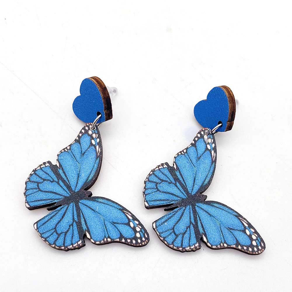 Wholesale Color Butterfly Wooden Earrings Heart Earrings