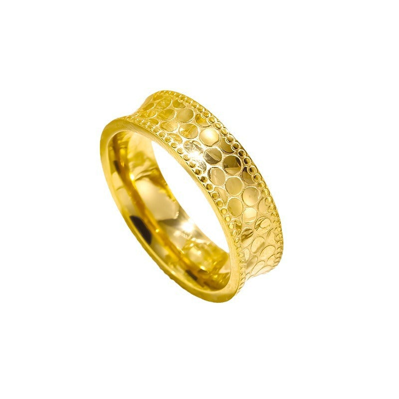 Wholesale 18K gold-plated titanium steel fish scale ring