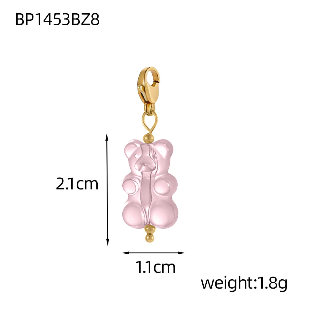 Wholesale  Macaron Colorful Bear DIY Jewelry Pendant