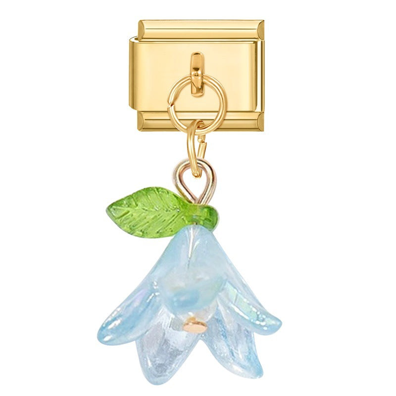 Wholesale 9mm Italian Charm Starter Bracelets DIY flower Single Section Creative Stainless Steel Composable Bracelet