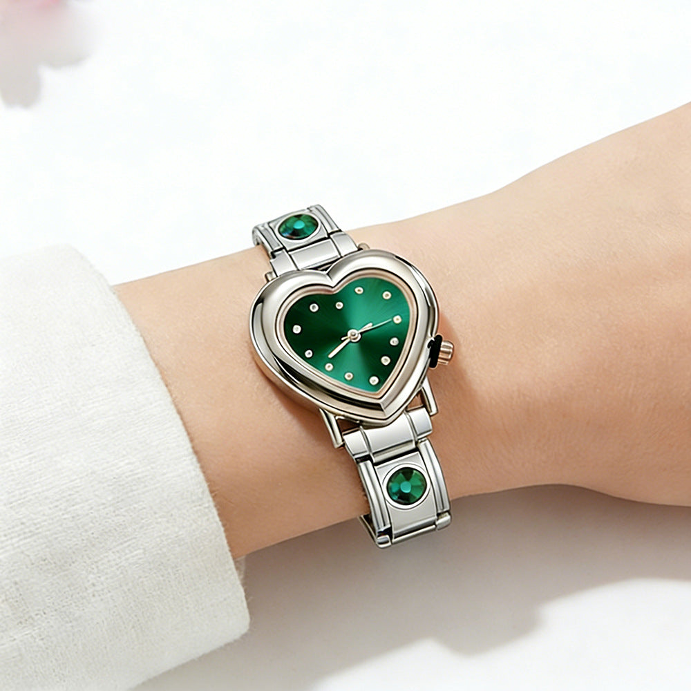 Wholesale Stylish Watch Band Connector Round Zircon Stainless Steel DIY Bracelet Charm Jewelry Accessory for Boutique Resale