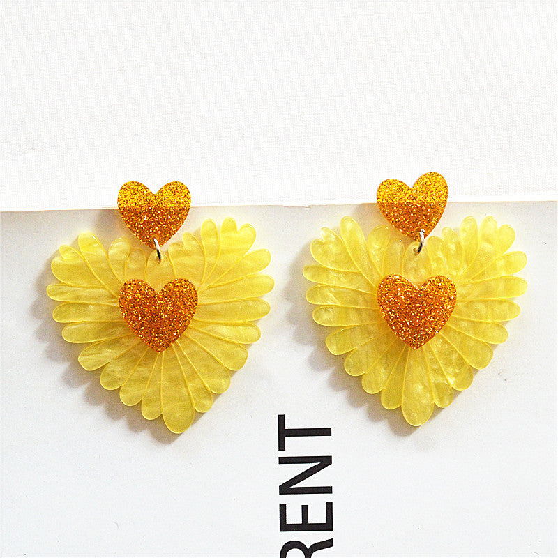Wholesale Valentine' s Day Heart Earrings Flower Peach Heart Fashion Earrings