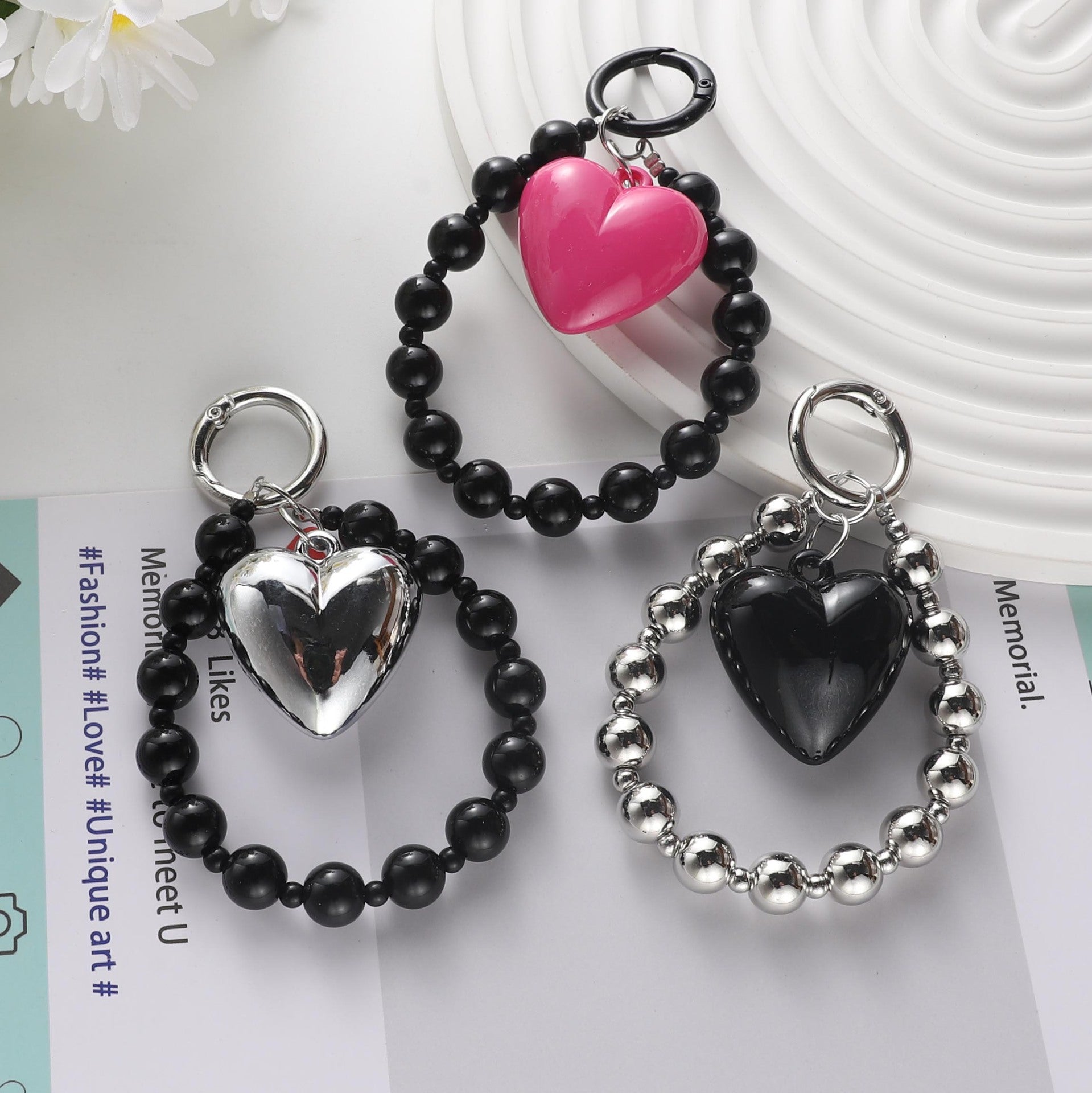 Wholesale Peach Heart Wristlet  Keychains