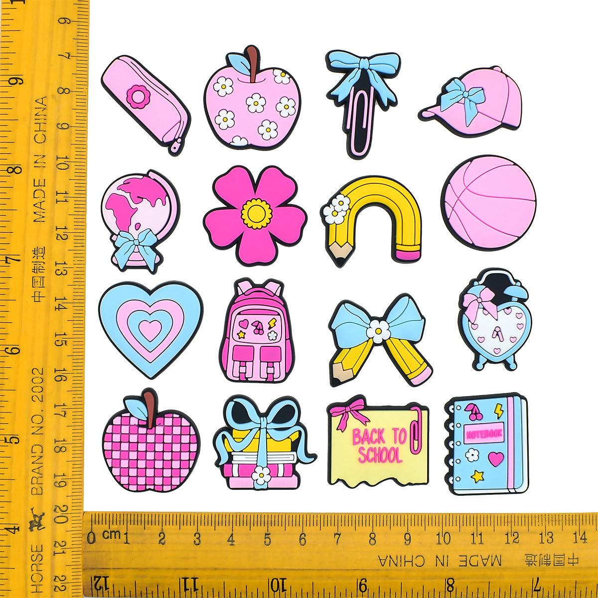 Wholesale Random 100pcs Creative learning series  PVC Soft Rubber Shoe Buckle Decoration