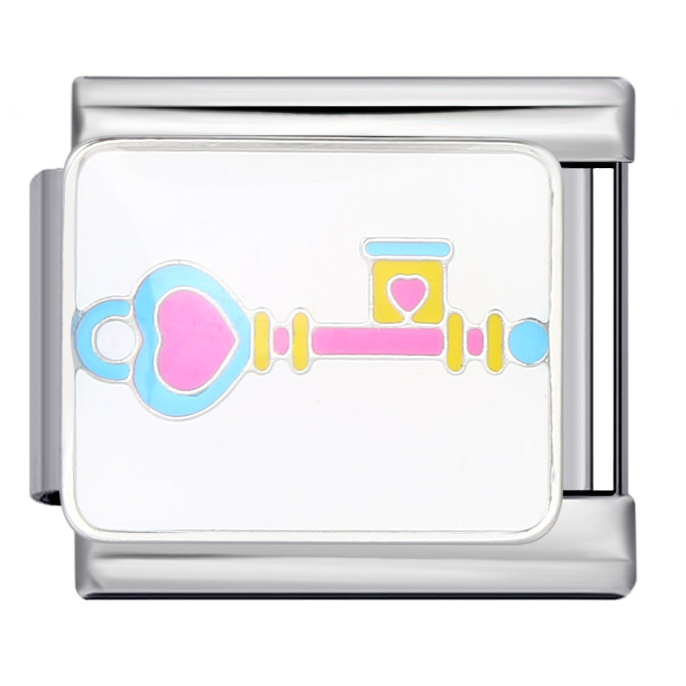 Wholesale Italian Charm Bracelet 9mm DIY Splicing Removable Color English Stainless Steel Composable Bracelet