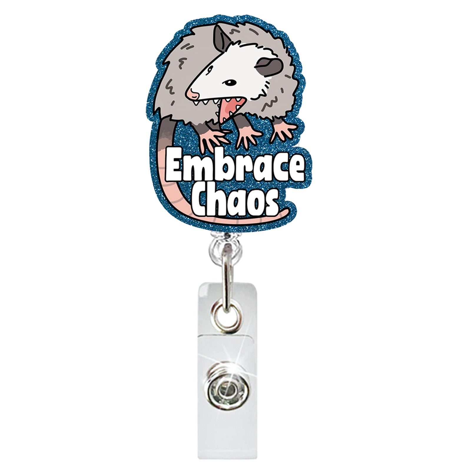 Wholesale Acrylic Glitter Mouse Retractable Easy To Pull Nurse Badge Scroll Keychain ACC-KC-QiDing008