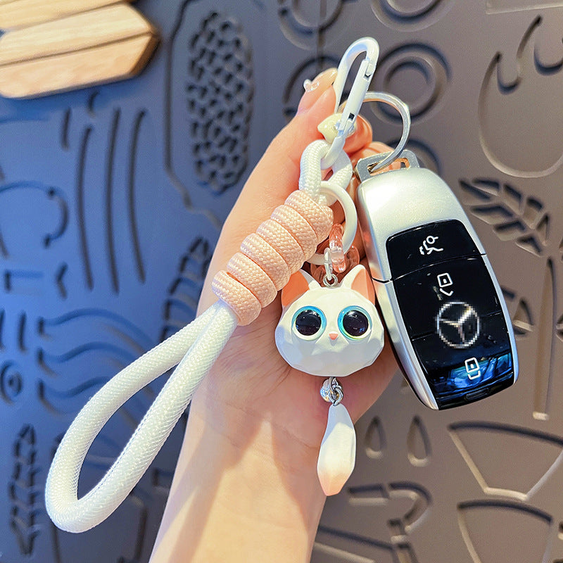 Wholesale Cartoon Cute Wood Carving Style Resin Cat Keychains ACC-KC-HangLi012