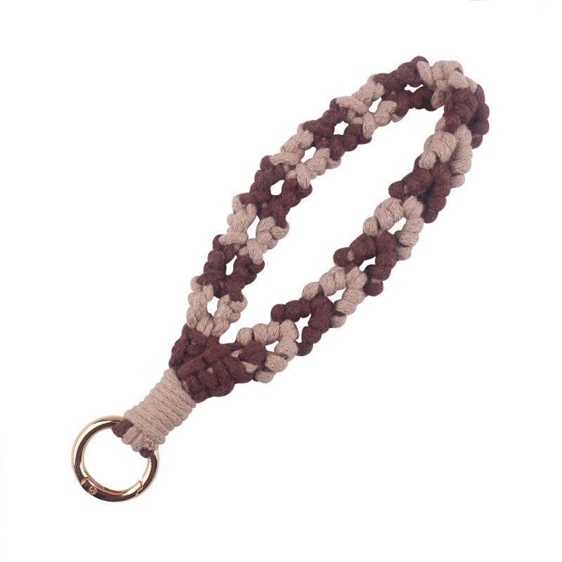 Wholesale  handmade woven leaf pattern lanyard keychain