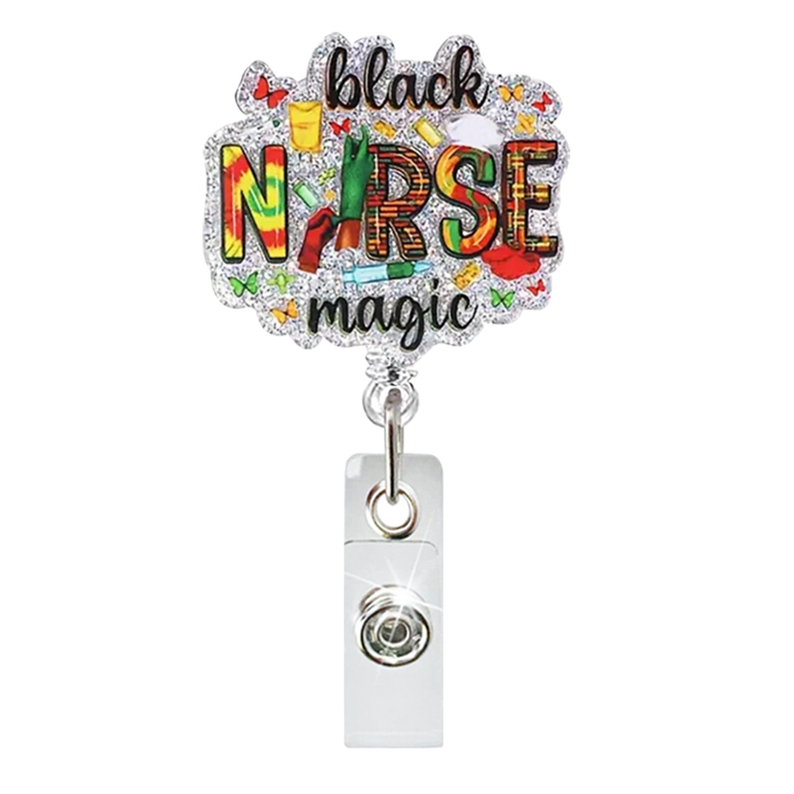 Wholesale Glitter Nurse ID Acrylic Badge Scroll Retractable Keychain Badge Reels ACC-KC-ChiHai011