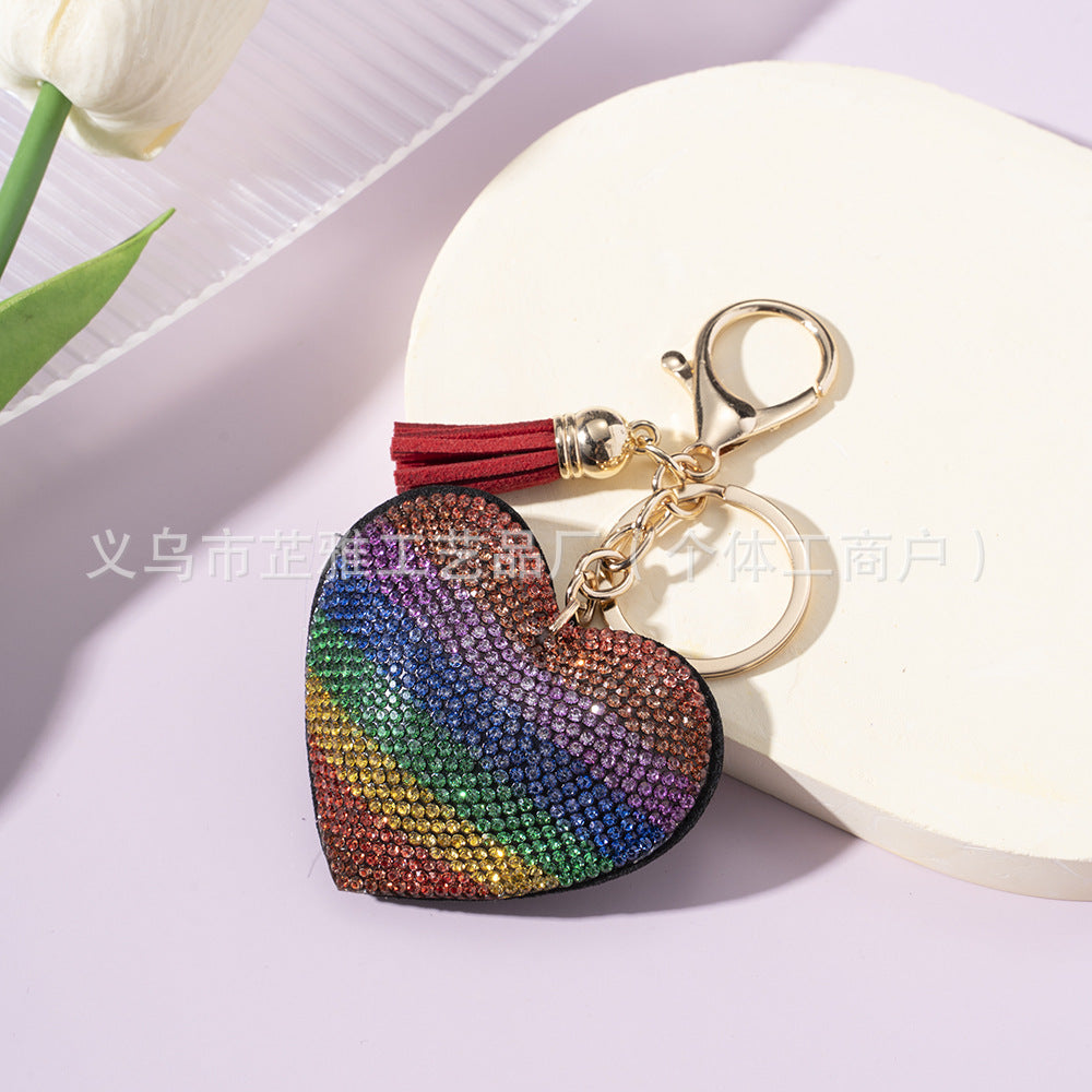 Wholesale Diamond Two-color Love Heart Keychains ACC-KC-ZhiYa059