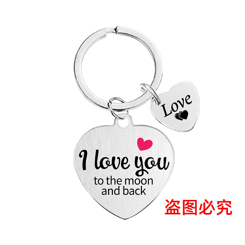 Wholesale Heart Color Print Family Affection Inspirational Holiday Gift Metal Keychain Creative Keychain ACC-KC-Ganggu020