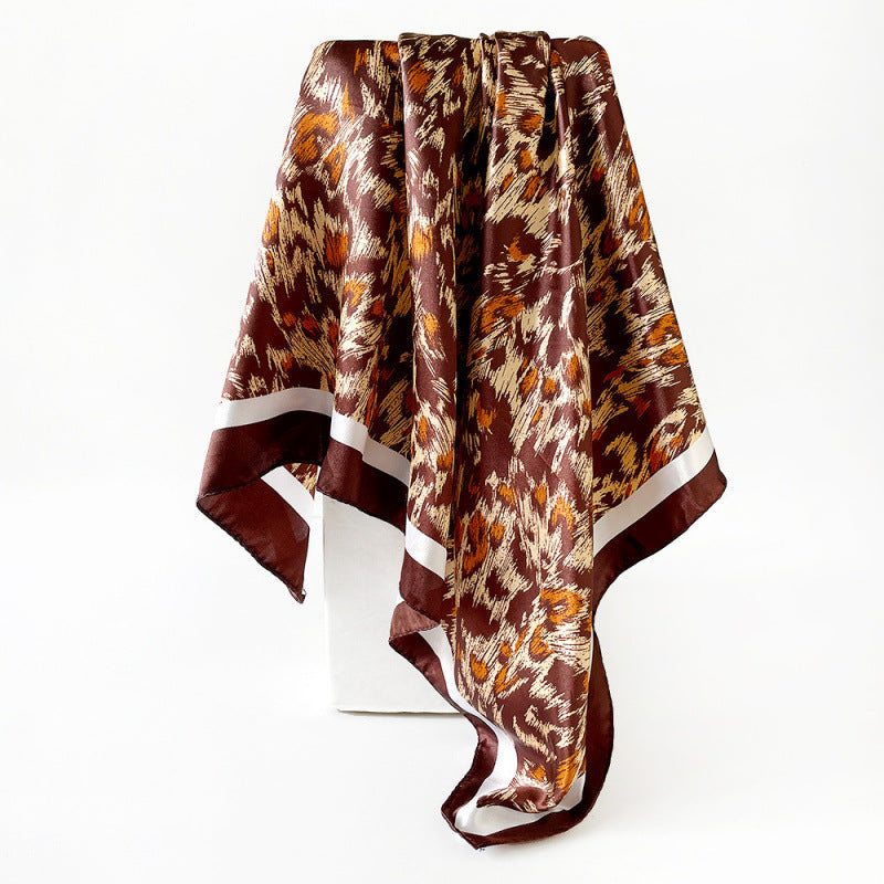 Wholesale Leopard Print Silk  90 Square Scarf Silk Scarf