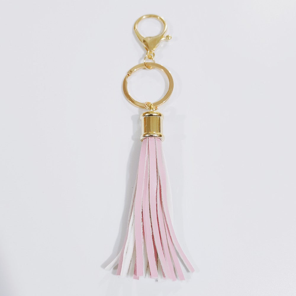 Wholesale Leopard Color Leather Tassel Keychain