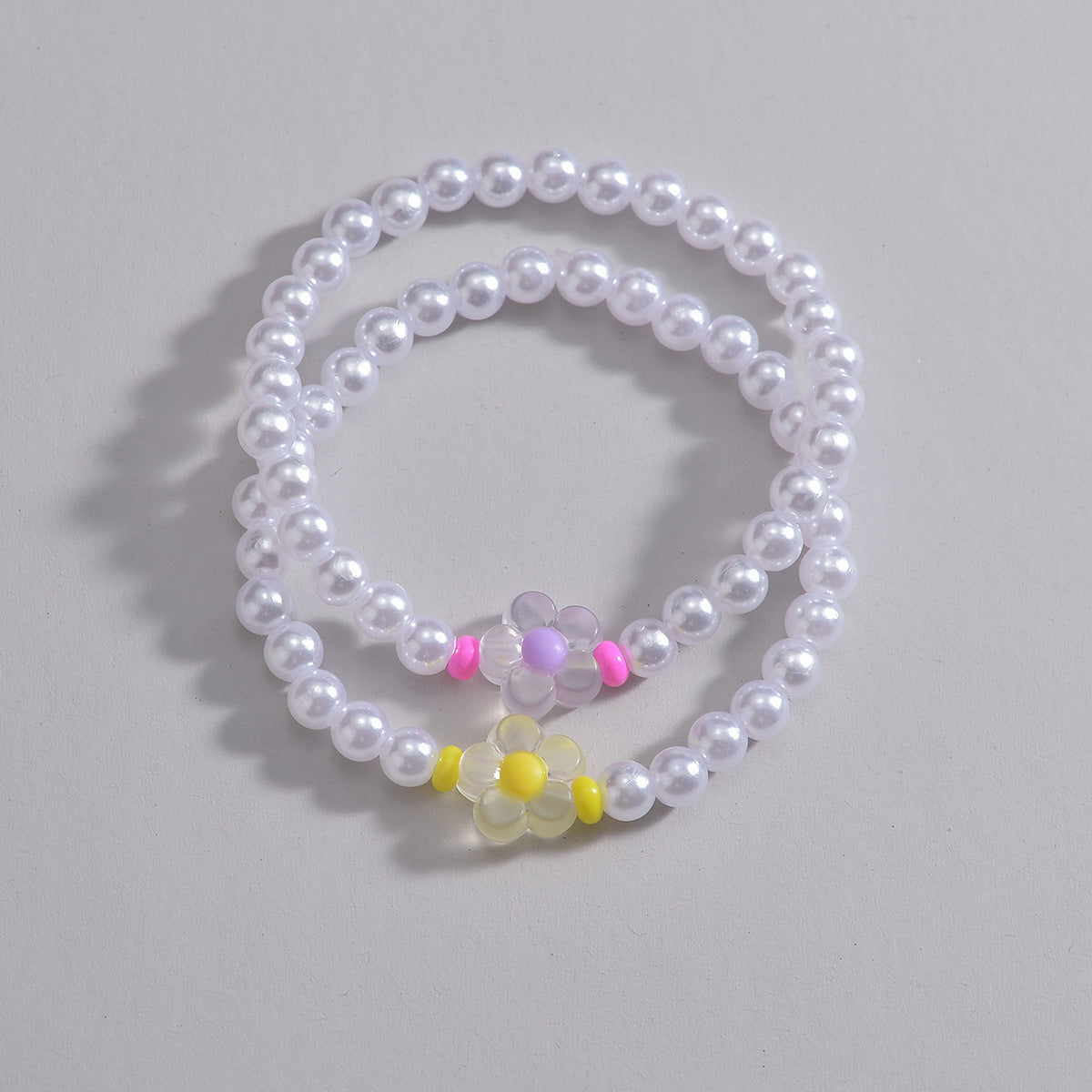 Wholesale resin flower  pearl beaded elastic ladies bracelet