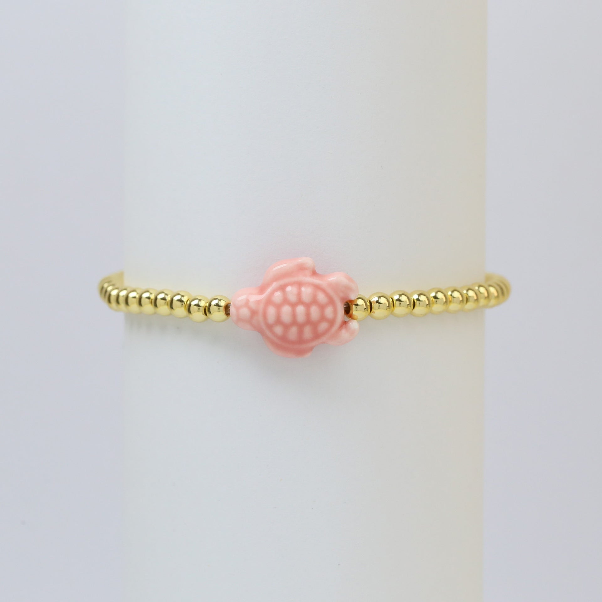 Wholesale Beach style ceramic glass colorful turtle elastic rope copper bead bracelet