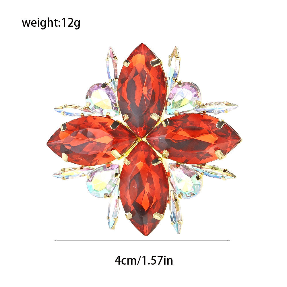 Wholesale  Rhinestone ring exaggerated light luxury flower ring