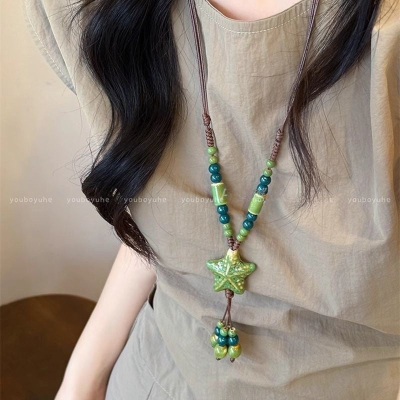 Wholesale  Colorful Natural Stone Rice Beads Necklace
